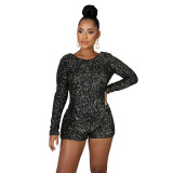Casual Sequins Backless Sexy Romper