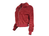 Solid Color Zip Double-sided Fleece Coat