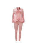 Casual Ruffled Air Layer Office Two Piece Uniform