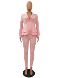 Casual Ruffled Air Layer Office Two Piece Uniform
