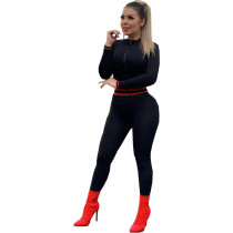 Solid Color Webbing Sports Two Piece Set