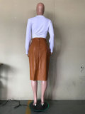 High Waist Beveled Irregular PU Skirt