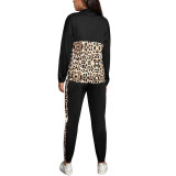 Casual Long Sleeve Leopard Print Pant Set
