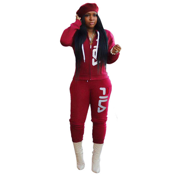 Casual Embroidered Alphabet Sport Two Piece Set