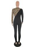 Zip-up Leopard Print Jumpsuit