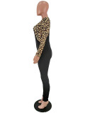 Zip-up Leopard Print Jumpsuit