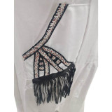 Casual Stitching Mesh Cardigan Shirt Midi Dress