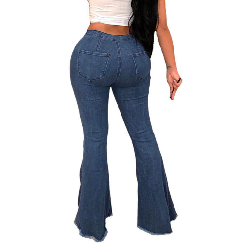 Distressed Hole Flare Jeans