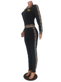 Casual Women's Zip Print Blouse and Trousers