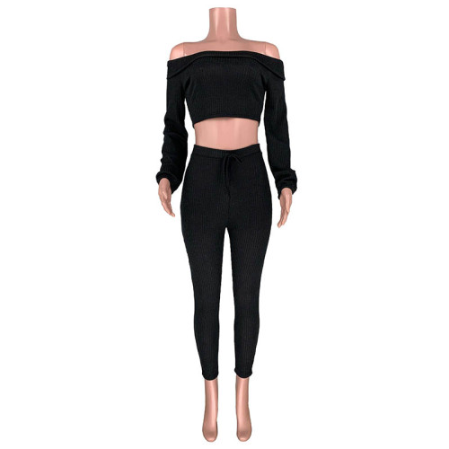 Pit Off Shoulder Crop Top and Trousers
