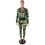 Casual Camouflage Two Piece Set