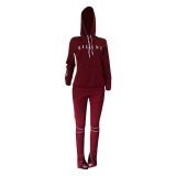 Casual Splicing Sports Hooded Two Piece Set