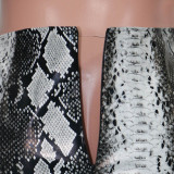 Snakeskin Print PU Leather Skirt with Hidden Zip