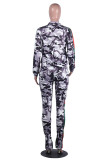 Casual Camouflage Print Pant Set