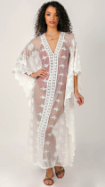 Mesh Embroidered Loose Coverup Beachwear