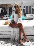 Mesh Embroidered Patchwork Beach Cardigan