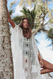 Mesh Embroidered Beach Gown