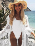 Mesh Embroidered Patchwork Beach Cardigan