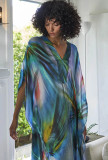 Summer Print V Neck Beach Robe
