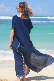 Summer V Neck Embroidered Beach Dress
