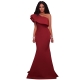 Wine Red Single Sleeve Ponti Gown