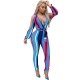 Deep V Print Lisa Jumpsuit (Blue Multi)