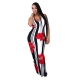 Casual U Neck Striped+Floral Printed Floor Length Dress