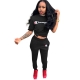 Letter Short Sleeve Sports Two Piece Set