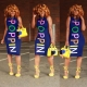 Colorful Printed Letter Sleeveless Midi Dress