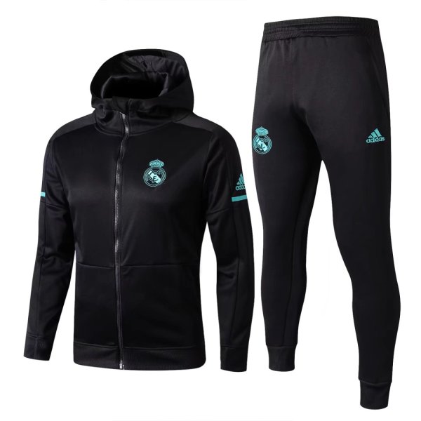 Real Madrid Hoodie Jacket + Pants Training Suit Black 2017/18