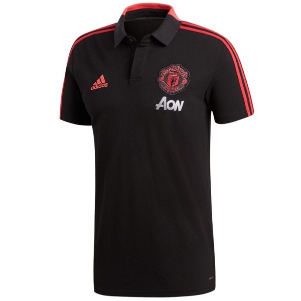 Manchester United Polo Shirt Black AON 2018