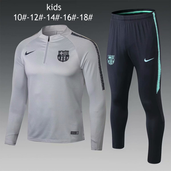 Kids Barcelona Training Suit Light Grey 2018/19