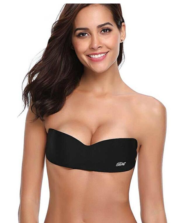 One piece strapless invisible bra