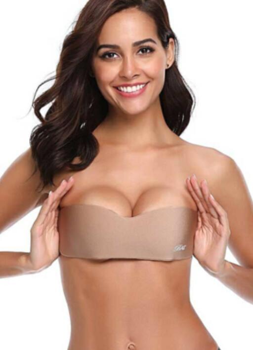 One piece strapless invisible bra