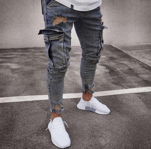  Men's Ripped Jeans Slim Fit Skinny Stretch Jeans Pants