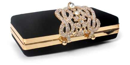 Simple Handbag Rhinestone Golden Velvet Crown Suede Ladies Bridal Bag