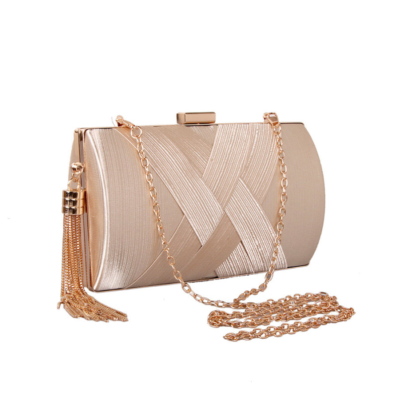 Tassel Chain Dinner Bag Silk Woven Banquet Women Handbag