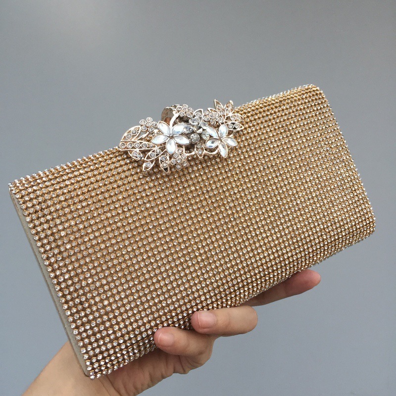 Diamond-encrusted Banquet Bag Diamond Clutch Bag Square Hard Box Handbag