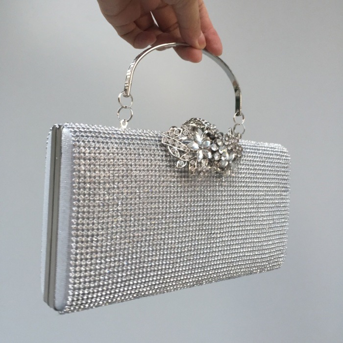 Diamond-encrusted Banquet Bag Diamond Clutch Bag Square Hard Box Handbag