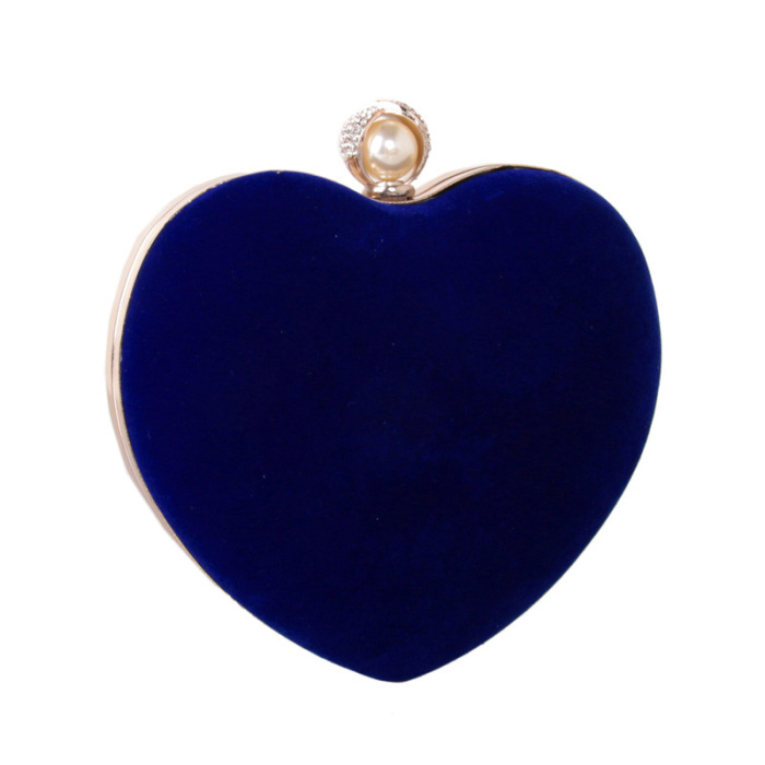 Fashionable Ultra-soft Velvet Heart-shaped Diamond Pearl Lady Hard Box Chain Bag