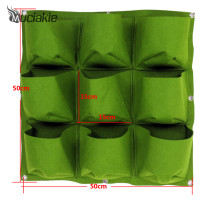 50*50cm 9 Pockets Vertical Grow Bags with Round Bottom Garden Planter Wall-mounted Planting Flowers Planting Bags