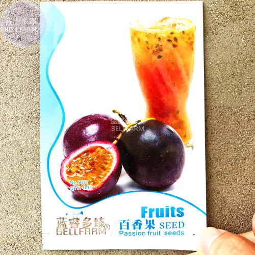 BELLFARM Dark Purple Passion Fruit Seeds, 40 seeds, original pack, organic soursweet tasty juicy fruits