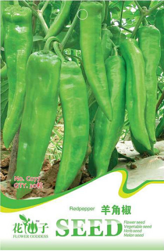 Organic Green Sweet Devil's Horn Pepper Seeds, Original Pack, 30 Seeds / Pack, Tasty Heirloom Vegetable Seeds C077