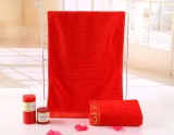Wedding Supplies 50% Cotton + 50% Bamboo Fiber 34 X 76cm 130g Red Quick Dry Bath Hair Towel Super Absorbent for Marriage A00137
