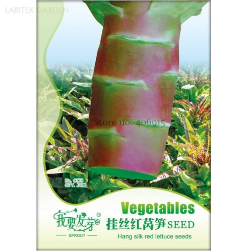 Heirloom Red Skin Asparagus Lettuce Vegetables, Original Pack, 30 Seeds / Pack, organic dark green meat inside edible IWSC138