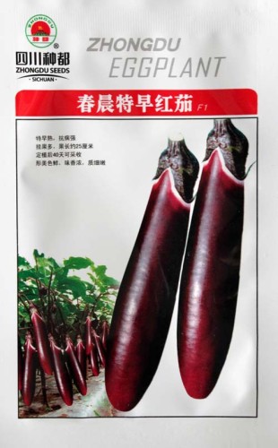 1 Original Pack, 8g seeds / pack, Sichuan Super Red Early-maturing Long Eggplant F1 Seeds NON-GMO Heirloom Vegetables #NF241