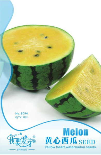 1 Original Pack, 8 seeds / pack, Sweet Yellow Juicy Watermelon, Non-GMO but Heirloom seeds #NF057