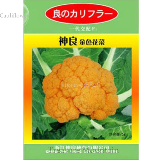 Rare Japanese Golden Cauliflower Vegetables, 3 grams seeds, healthy edible NOT-gmo broccoli SL001Y