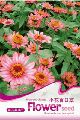 1 Original Pack, 50 seeds Zinnia Elegans Pink Youth-and-Old-Age with Little Flowers #A035