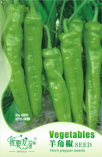 1 Original Pack, 35 seeds / pack, Green Big Long Horn Sweet Pepper Bulgarian Vegetable Seeds #NF104